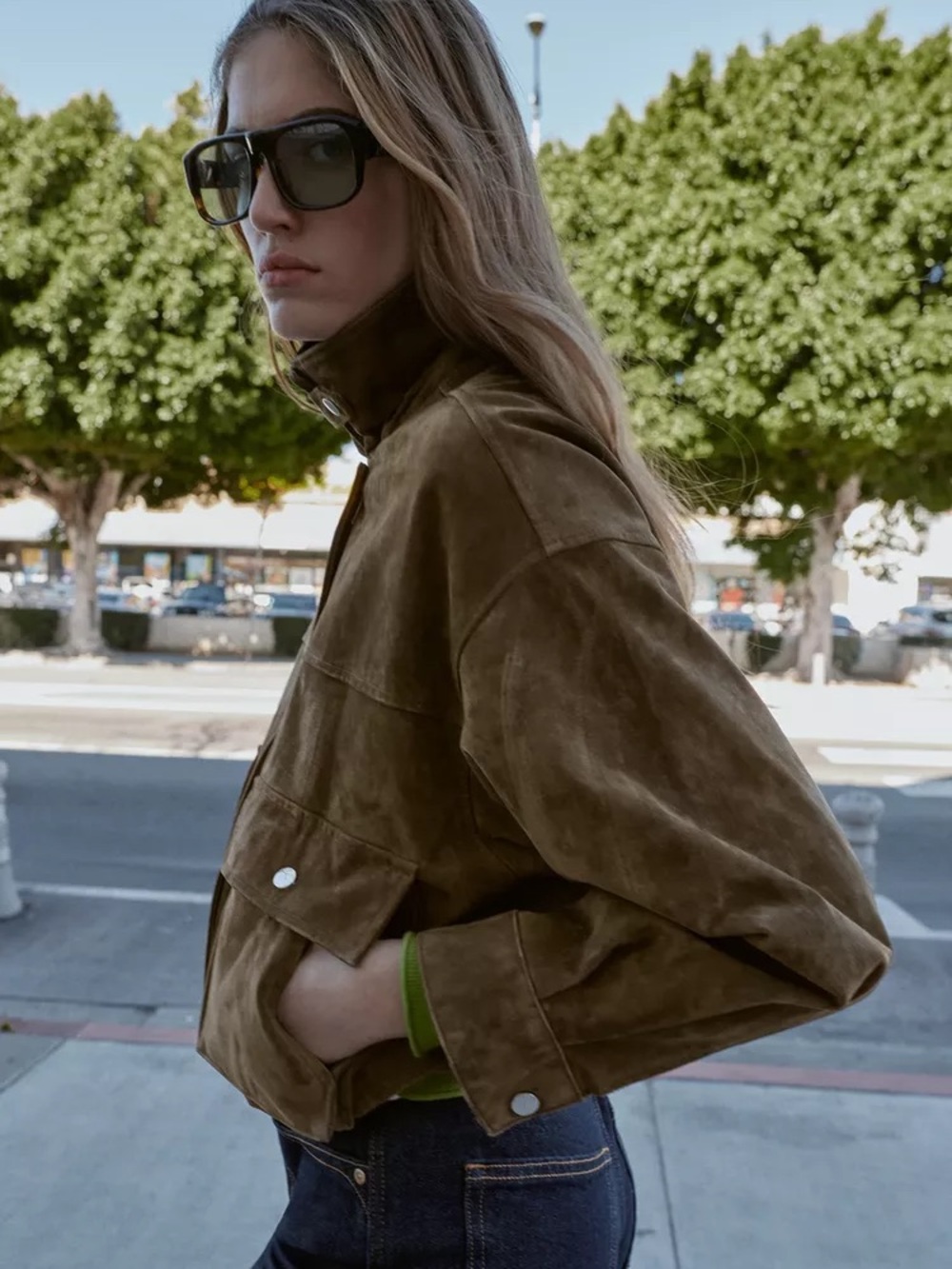 Zara 100% Suede Bomber Jacket - Picture 6 of 10